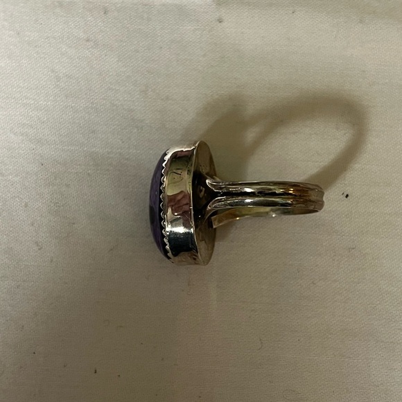 Navajo Charoite and Sterling Artist Marked  PP Ring Sz 5.5 EUC - Picture 5 of 11